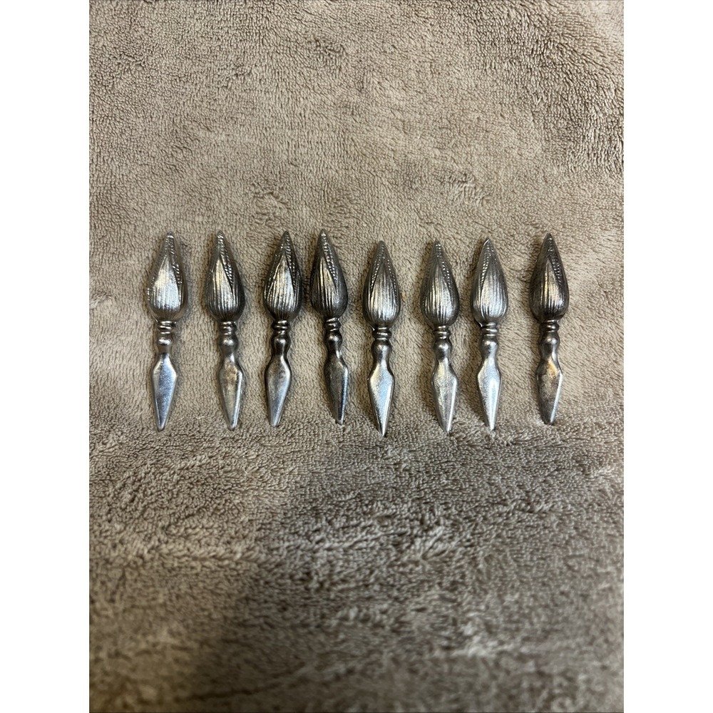 8 Vintage Silver Tone Corn Cob Holders – 4 Pairs – 2 5/8″ – Unmarked